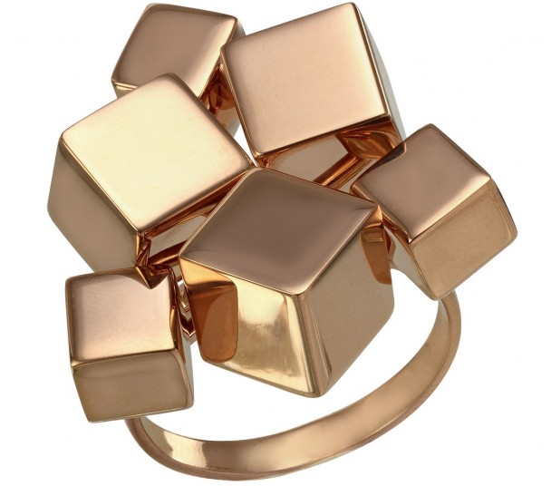Золотое кольцо с фианитами. Артикул 330825В - Фото  1