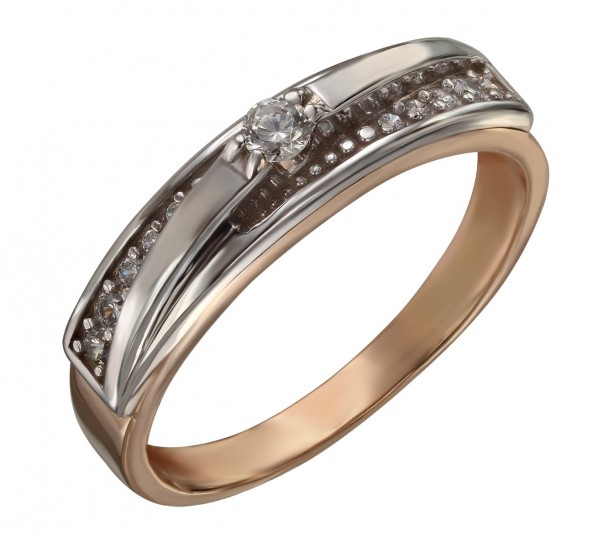 Золотое кольцо "Свидание любви" с фианитами. Артикул 350040  размер 17.5 - Фото 1