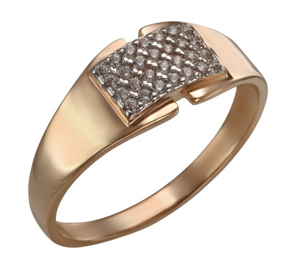Золотое кольцо с фианитом. Артикул 380611 - Фото  1