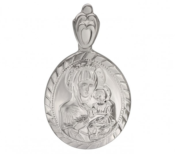 Серебряная ладанка "Иверская икона Божией Матери". Артикул 110185С  - Фото 1