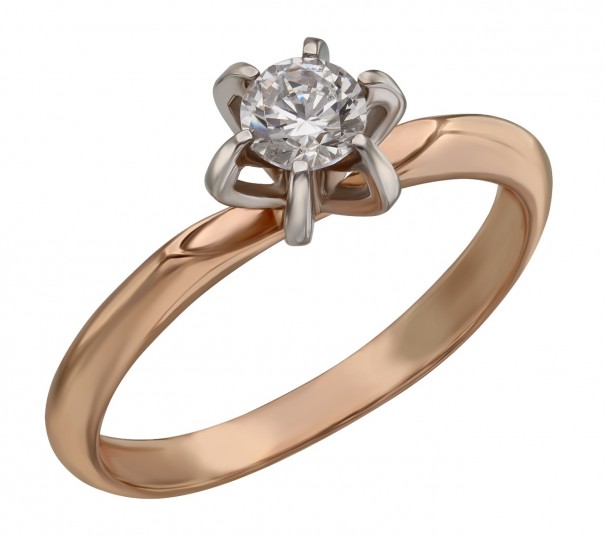 Золотое кольцо с фианитом. Артикул 350073  размер 18.5 - Фото 1