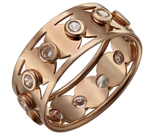 Золотое кольцо с фианитами. Артикул 380652 - Фото  1