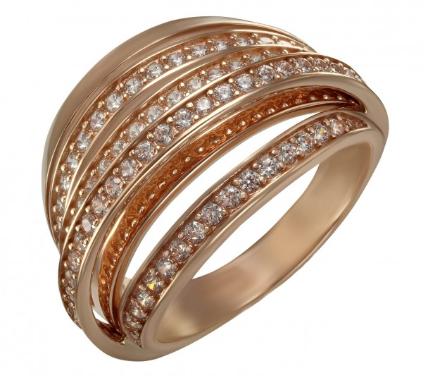 Золотое кольцо с эмалью и фианитами. Артикул 380148Е - Фото  1