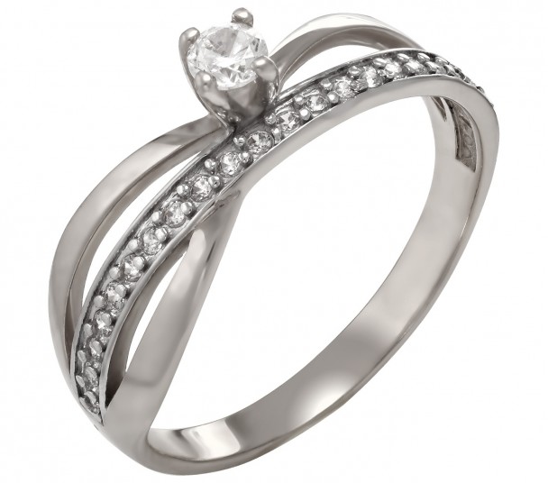 Серебряное кольцо с фианитами. Артикул 380351С - Фото  1