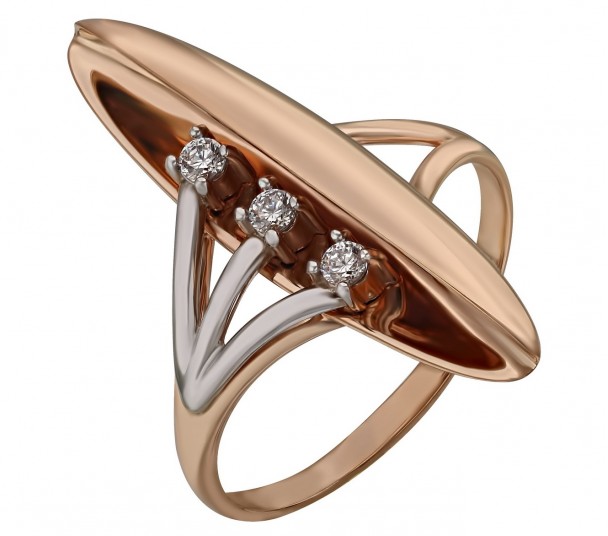 Золотое кольцо с агатом и фианитами. Артикул 369561 - Фото  1