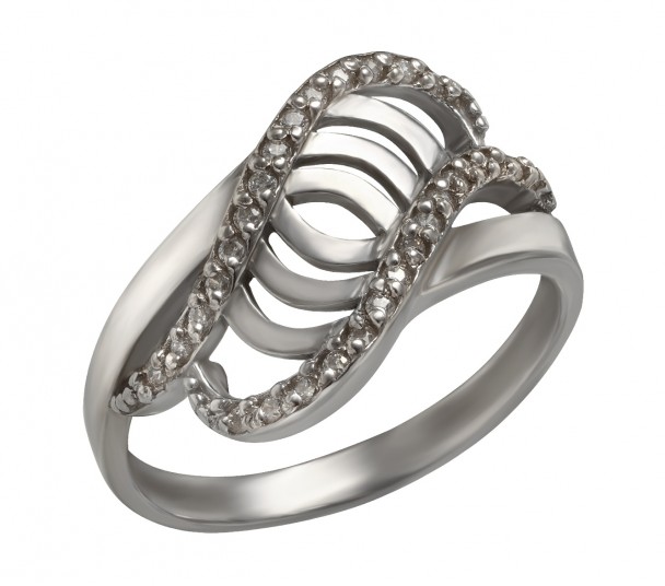 Серебряное кольцо с нанокристаллом, фианитами и эмалью. Артикул 330679А - Фото  1
