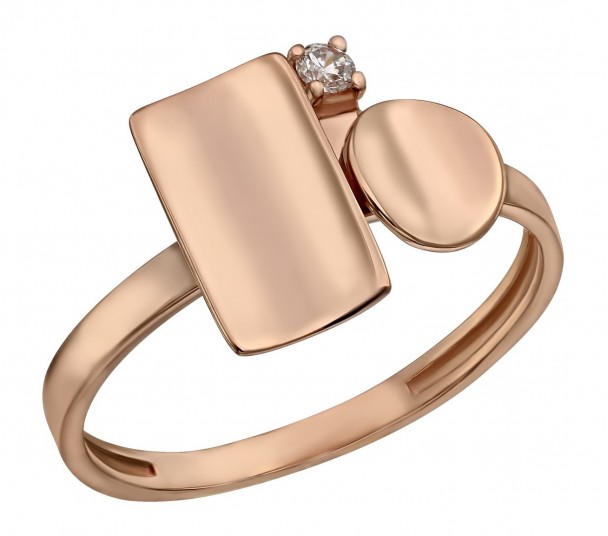 Золотое кольцо с фианитами и эмалью. Артикул 380152Е - Фото  1