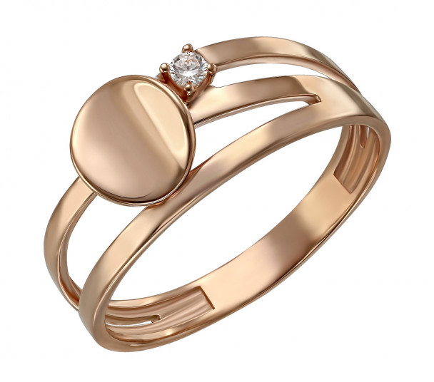 Золотое кольцо с фианитом. Артикул 380209 - Фото  1