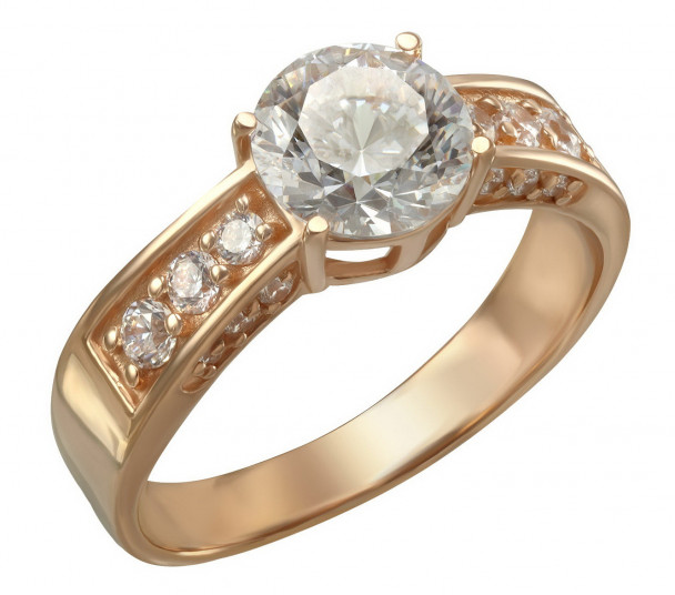 Золотое кольцо с фианитами. Артикул 380384  размер 18 - Фото 1