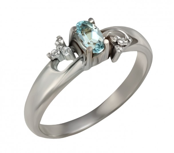 Серебряное кольцо с топазом и фианитами. Артикул 371037С  размер 16 - Фото 1