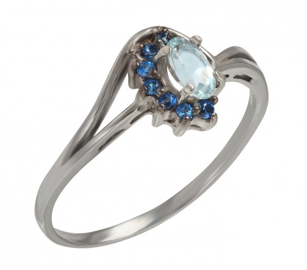 Серебряное кольцо с топазом и фианитами. Артикул 361007С  размер 16.5 - Фото 1