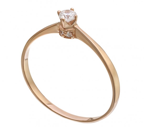Золотое кольцо с бриллиантом. Артикул 740334  размер 17 - Фото 1