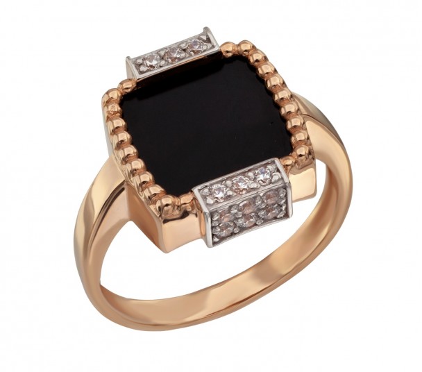 Золотое кольцо с нанокристаллом и фианитами. Артикул 330594 - Фото  1