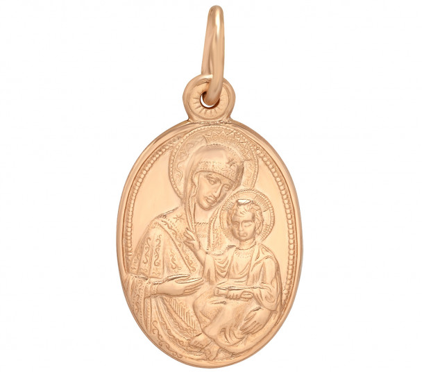 Золотая ладанка "Иверская икона Божией Матери". Артикул 100118  - Фото 1