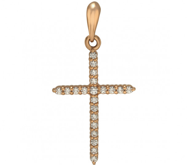 Золотой крестик с фианитами и эмалью. Артикул 270054Е - Фото  1