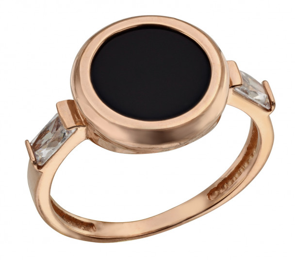 Золотое кольцо с кварцем и фианитами. Артикул 378765 - Фото  1