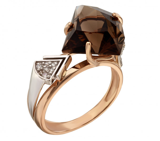 Золотое кольцо с фианитами и эмалью. Артикул 330081Е - Фото  1