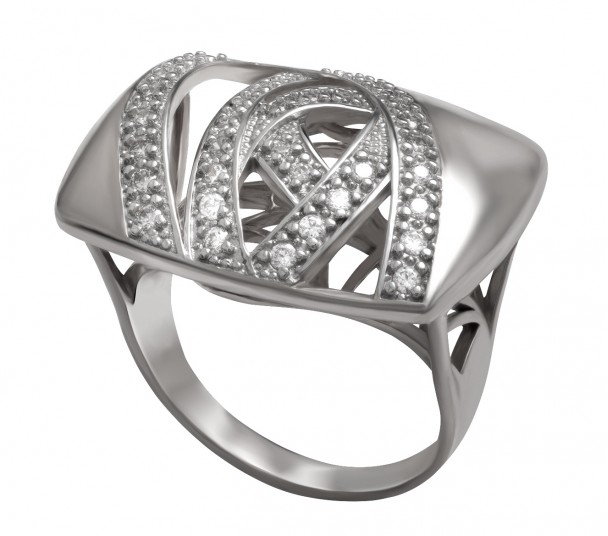 Серебряное кольцо с фианитами. Артикул 330784С - Фото  1