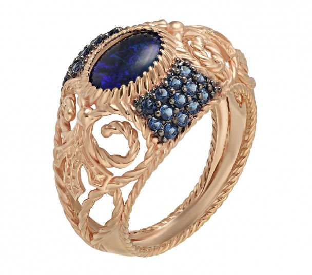 Золотое кольцо с опалом и нанокристаллами. Артикул 3623562  размер 18.5 - Фото 1