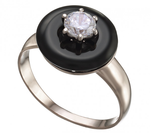 Серебряное кольцо с агатом и фианитом. Артикул 379667С  размер 17 - Фото 1