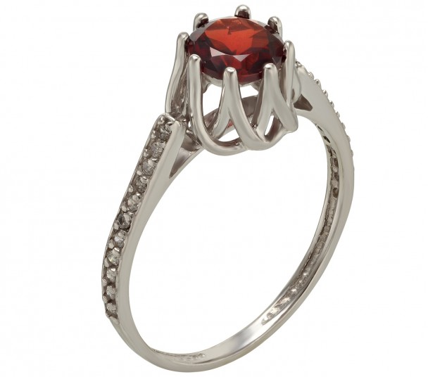 Серебряное кольцо с жемчугом и фианитами. Артикул 380355С - Фото  1