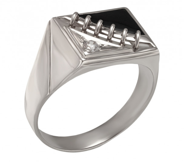 Серебряное кольцо с жемчугом и фианитами. Артикул 330699С - Фото  1