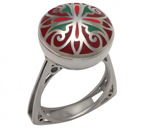 Серебряное кольцо с эмалью. Артикул 310282А - Фото  1