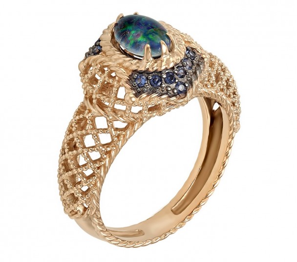 Золотое кольцо с опалом и нанокристаллами. Артикул 3623569  размер 18 - Фото 1