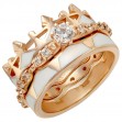 Золотое кольцо-корона с фианитами и эмалью. Артикул 330084Е  размер 18 - Фото 3