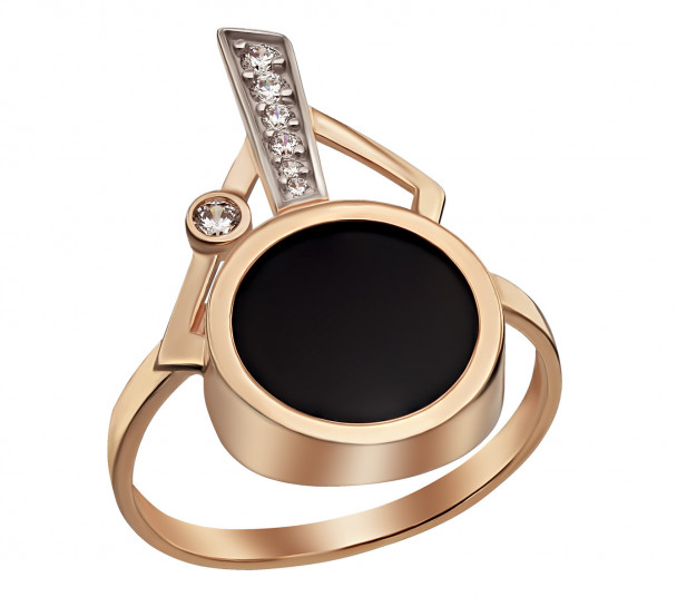 Золотое кольцо с фианитом. Артикул 330990 - Фото  1