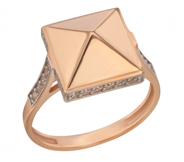 Золотое кольцо с нанокристаллом и фианитами. Артикул 330138 - Фото  1
