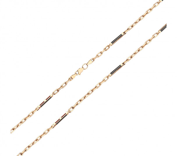 Литая цепочка в красном золоте с вставками ювелирной эмали. Артикул 895006Е  размер 550 - Фото 1