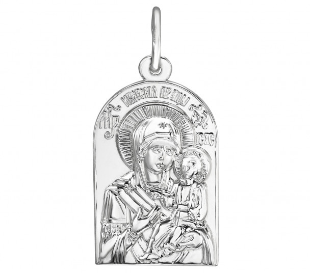 Ладанка "Иверская икона Божией Матери" из родированного серебра. Артикул 100565С  - Фото 1