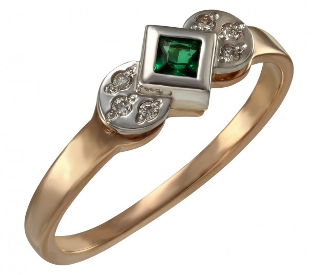 Золотое кольцо с бриллиантами и изумрудами. Артикул 752645  размер 17.5 - Фото 1