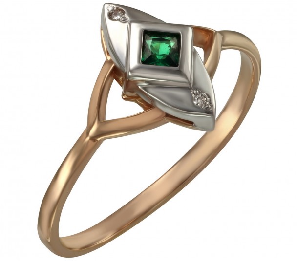 Золотое кольцо с бриллиантами и изумрудами. Артикул 752644  размер 16.5 - Фото 1
