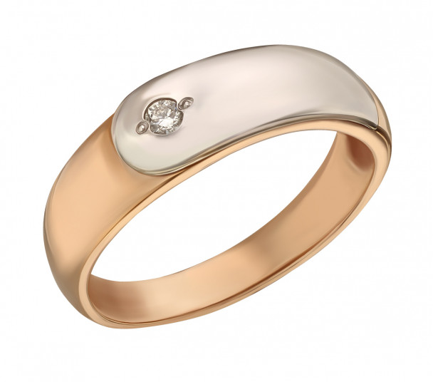 Обручальное кольцо из красного золота с бриллиантом. Артикул 750018  размер 22 - Фото 1