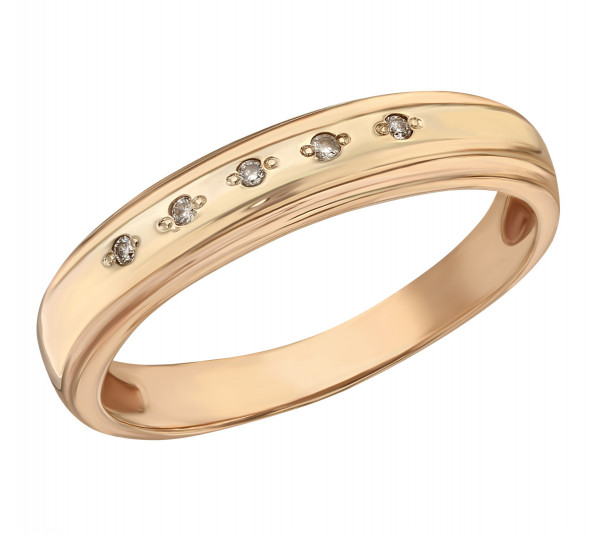 Обручальное кольцо из красного золота с бриллиантами. Артикул 750026  размер 15 - Фото 1