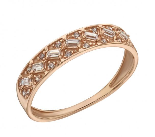 Золотое кольцо со вставками фианитов (циркония). Артикул 380576  размер 16.5 - Фото 1