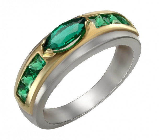 Золотое кольцо с изумрудами. Артикул 377735В  размер 18.5 - Фото 1