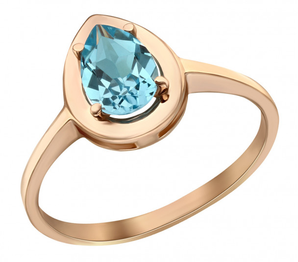 Золотое кольцо с голубым топазом. Артикул 361670  размер 16.5 - Фото 1