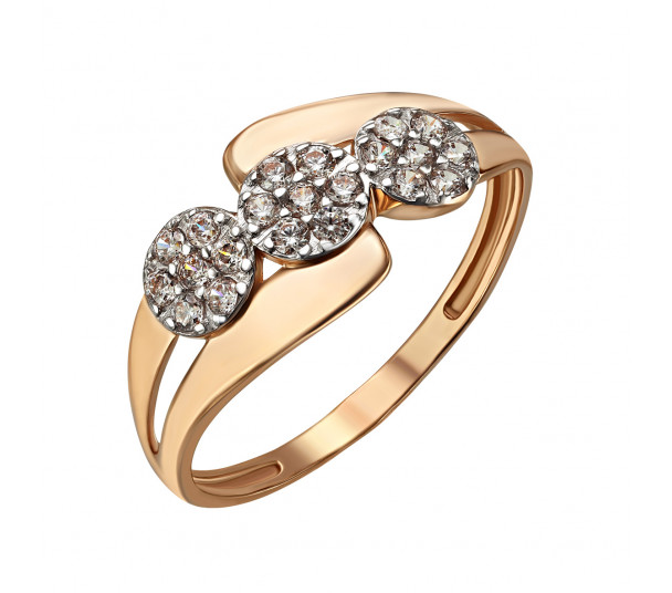 Золотое кольцо с горным хрусталем и фианитами. Артикул 3728755 - Фото  1