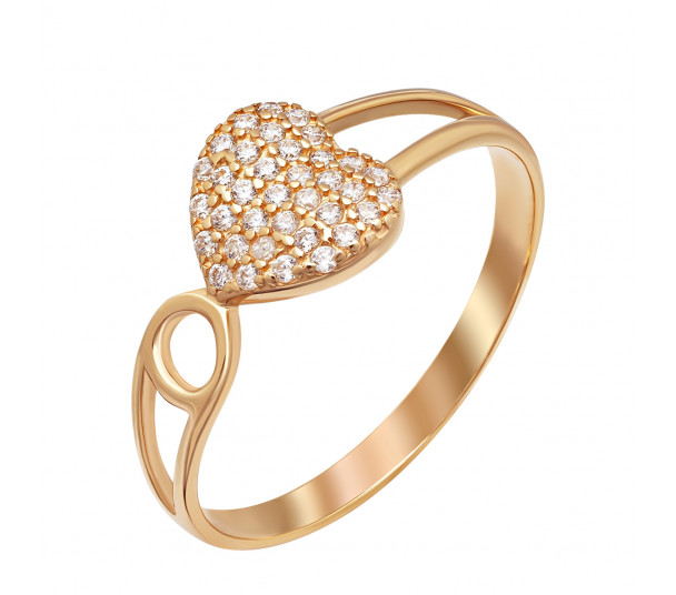 Золотое кольцо с фианитом. Артикул 350059 - Фото  1