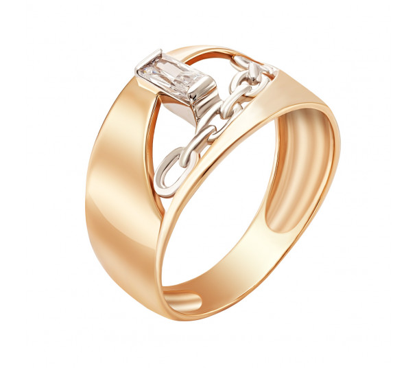 Золотое кольцо с сапфиром и фианитами. Артикул 372757 - Фото  1