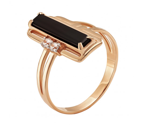 Золотое кольцо с фианитами. Артикул 380454 - Фото  1
