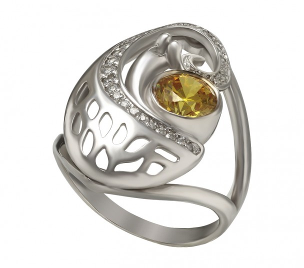 Золотое кольцо с фианитом. Артикул 330193 - Фото  1