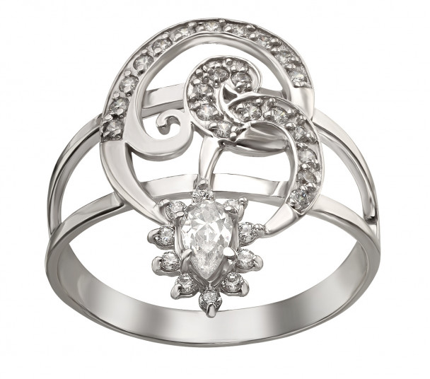 Серебряное кольцо с фианитами. Артикул 380351С - Фото  1