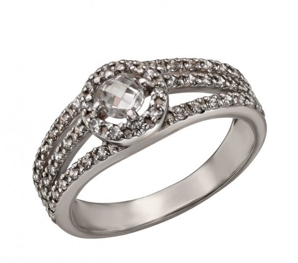 Серебряное кольцо с фианитами. Артикул 380176С - Фото  1