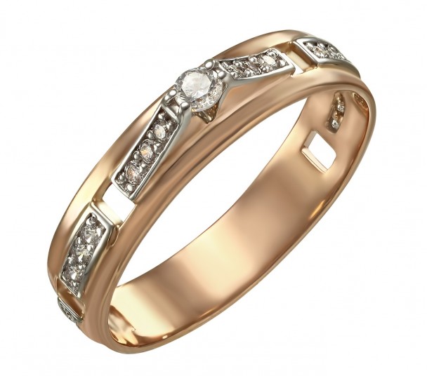 Золотое кольцо с фианитами. Артикул 350010 - Фото  1