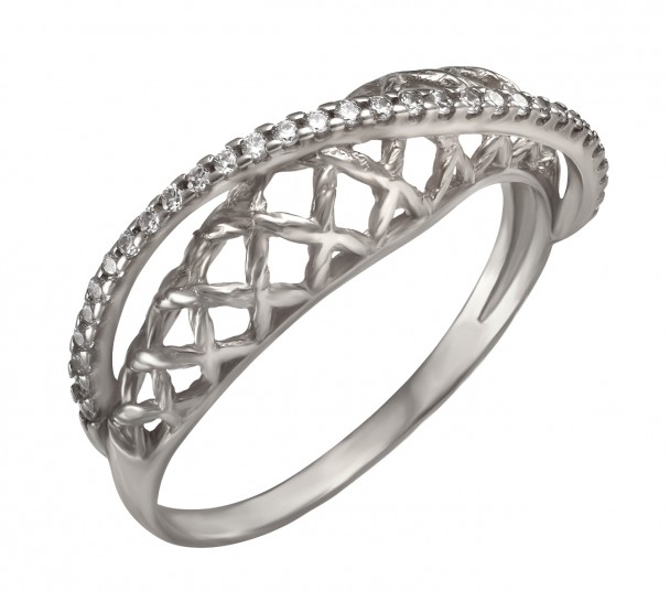 Серебряное кольцо с топазом, фианитами и эмалью. Артикул 371699А - Фото  1