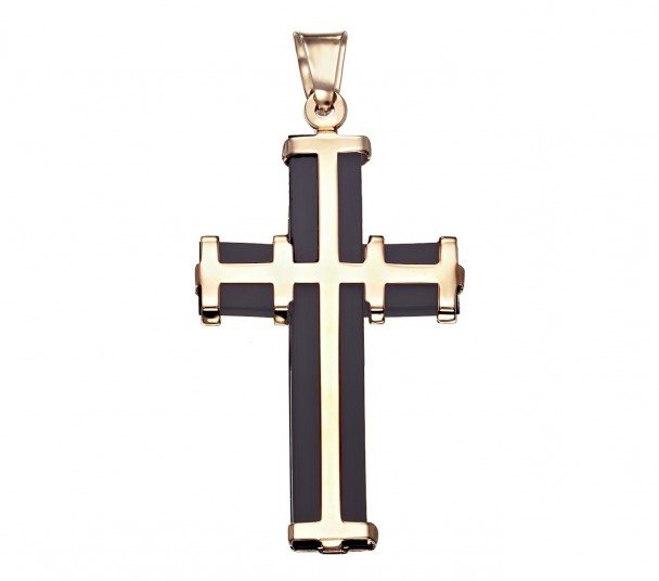 Золотой крестик с каучуком. Артикул 940011 - Фото  1